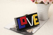 New fashion Lego Acrylic LOVE heart-shaped smiley lady clutch evening bag chain shoulder bag wallet purse messenger bag wallet