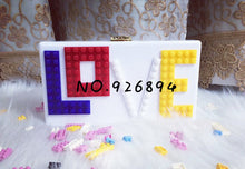 New fashion Lego Acrylic LOVE heart-shaped smiley lady clutch evening bag chain shoulder bag wallet purse messenger bag wallet