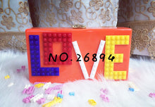 New fashion Lego Acrylic LOVE heart-shaped smiley lady clutch evening bag chain shoulder bag wallet purse messenger bag wallet