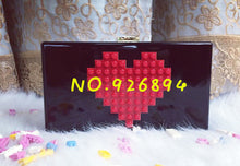 New fashion Lego Acrylic LOVE heart-shaped smiley lady clutch evening bag chain shoulder bag wallet purse messenger bag wallet