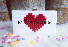 New fashion Lego Acrylic LOVE heart-shaped smiley lady clutch evening bag chain shoulder bag wallet purse messenger bag wallet