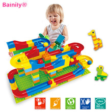 [Bainily]2017 Funny DIY Race Run Track Colorful Construction Balls Rolling Track Building Blocks Compatible LegoINGly Duploe
