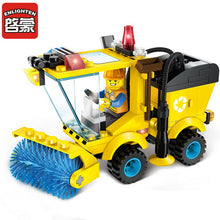 ENLIGHTEN City Construction Road Roller Forklift Truck Tractor Sweeper Truck Building Blocks Kids Toy Compatible Legoe Bricks