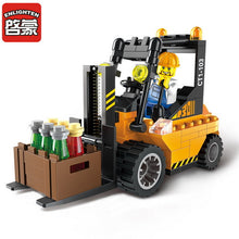 ENLIGHTEN City Construction Road Roller Forklift Truck Tractor Sweeper Truck Building Blocks Kids Toy Compatible Legoe Bricks