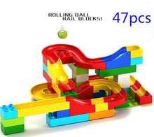 [Bainily]2017 Funny DIY Race Run Track Colorful Construction Balls Rolling Track Building Blocks Compatible LegoINGly Duploe