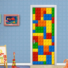 3D Wall Mural Wallpaper Kids Room Lego Bricks Children Room Bedroom Decoration Self-adhesive Door Sticker PVC Mural Waterproof