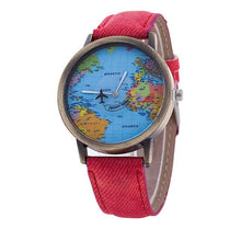 2017 New Women Watches Global Travel World Map PU Leather Fashion Leather Quartz Watches Clock For Ladies Montre Femme