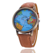 2017 New Women Watches Global Travel World Map PU Leather Fashion Leather Quartz Watches Clock For Ladies Montre Femme