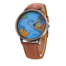 2017 New Women Watches Global Travel World Map PU Leather Fashion Leather Quartz Watches Clock For Ladies Montre Femme