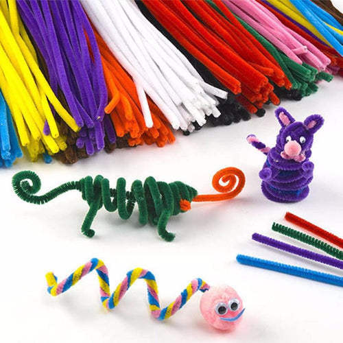 100PCS Multicolor baby educational toys DIY toy handmade art Toy materials shilly-stick Plush Stick toys for Children