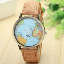 Fashion Watch Woman 2017 PU Leather Global Travel By Plane Map Quartz Wrist watch Women Clock Female Montre Femme