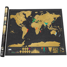 Mini Black Deluxe Travel Scrape World Map Poster Traveler Vacation Log Gift Personalized Travel Vacation Map 82.5 x 59.5 cm