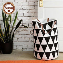 Semicircle Grid Batman Pattern Handbag Baby Kids Toy Clothes Canvas Laundry Basket Storage Bag With Leather Handles Room Decor