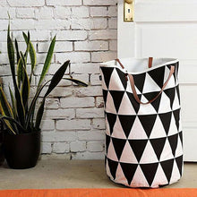 Semicircle Grid Batman Pattern Handbag Baby Kids Toy Clothes Canvas Laundry Basket Storage Bag With Leather Handles Room Decor