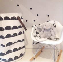 Semicircle Grid Batman Pattern Handbag Baby Kids Toy Clothes Canvas Laundry Basket Storage Bag With Leather Handles Room Decor