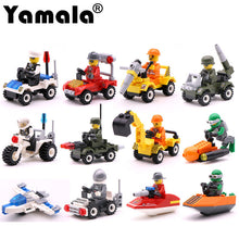 [Yamala] City Series Police Car Fighter  mini Educational Building Blocks Toys Compatible With legoingly  City