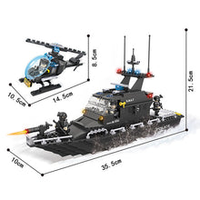 HSANHE Building Block Brick SWAT Escort Boat Helicopter DIY Model Compatible With Legoe City Boy Toy Christmas Gift Toys For Kid