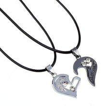 Two in one I Love You Heart Pendant Necklace Lovers Couples Gift Black