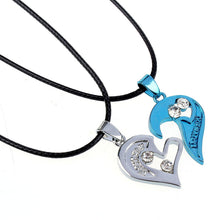 Two in one I Love You Heart Pendant Necklace Lovers Couples Gift Black